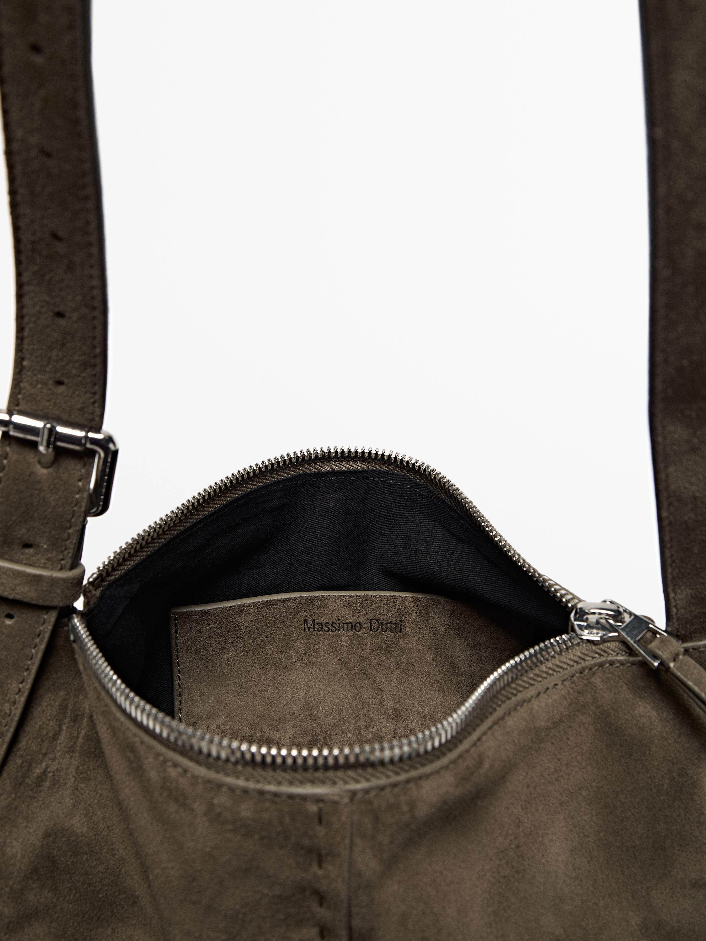 Split suede leather mini crossbody bag